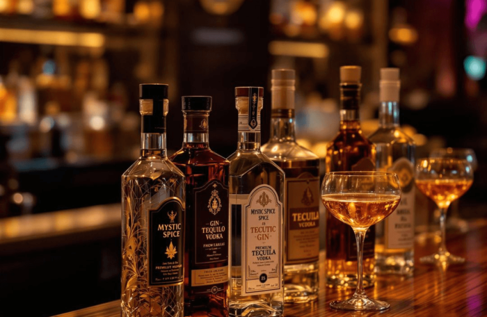 Premium Gin, Tequila, and Vodka drinks at Mystic Spice Indian Bar in South Charlotte.